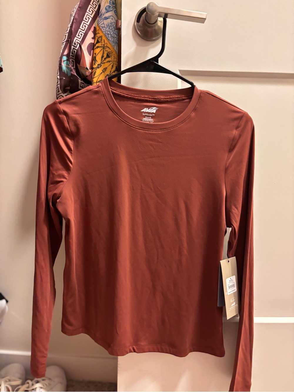 Avia Rust-Red Long Sleeve Crew Neck Top